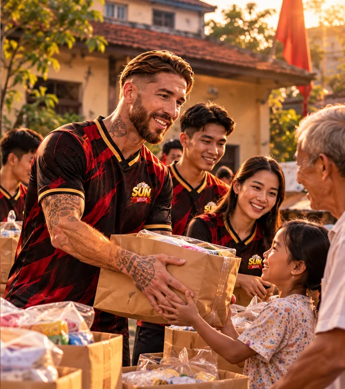 Đại sứ và tình nguyện viên trao quà cộng đồng